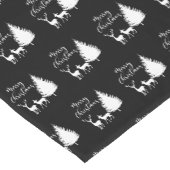 Modern White Script "Frohe Weihnachten" und "Hirsc Kurzer Tischläufer (Ecke)