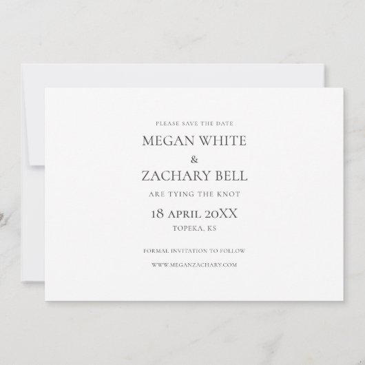 Modern White Script Full Foto Save the Date (Rückseite)