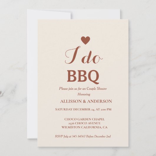 Modern white script i do Grillen Brautparty Couple Einladung (Vorderseite)