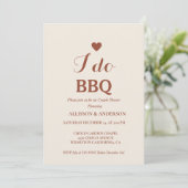 Modern white script i do Grillen Brautparty Couple Einladung (Stehend Vorderseite)