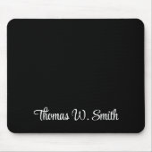 Modern White Script Monogram Black Mousepad (Vorne)