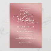 Modern White Script Typography Rose Gold Wedding Einladung (Vorderseite)