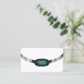 Modern White Silver Aquamarine Imitate Diamonds Mi Visitenkarte (Stehend Vorderseite)