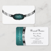 Modern White Silver Aquamarine Imitate Diamonds Mi Visitenkarte (Vorne/Hinten)