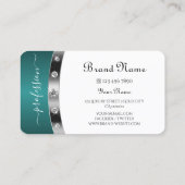 Modern White Silver Aquamarine Imitate Diamonds Mi Visitenkarte (Rückseite)