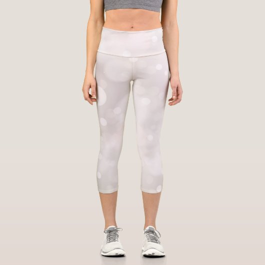Modern White Silver Bokeh Girly Capri Leggings (Vorderseite)