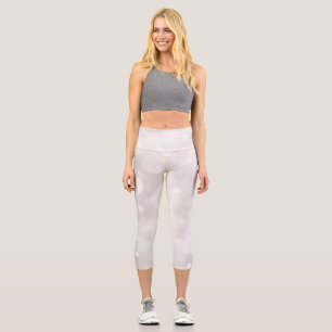 Modern White Silver Bokeh Girly Capri Leggings