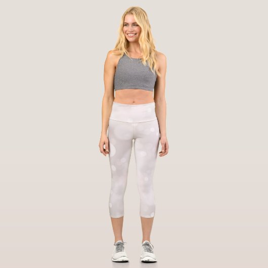 Modern White Silver Bokeh Girly Capri Leggings (Vorderseite)