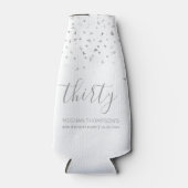 Modern White Silver Confetti 30. Geburtstag Flaschenkühler (Vorderseite)