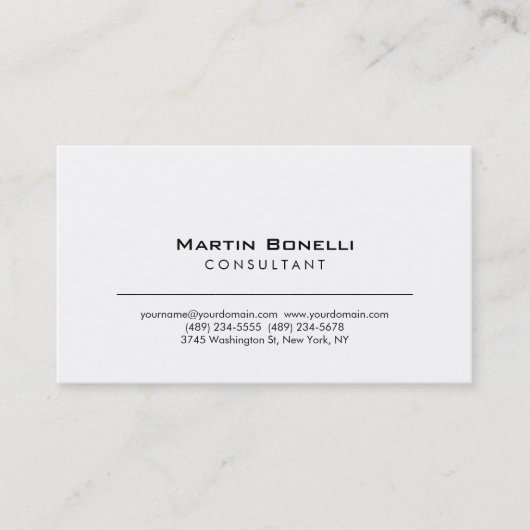 Modern White Simple Consultant Business Card Visitenkarte (Vorderseite)