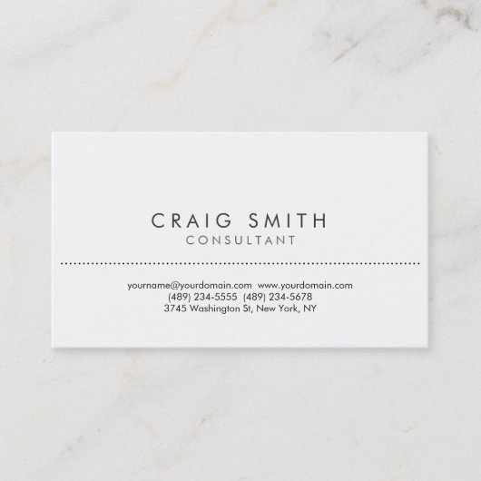 Modern White Simple Consultant Business Card Visitenkarte (Vorderseite)