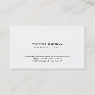Modern White Simple Consultant Business Card Visitenkarte