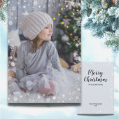 Modern White Snowflake Foto Frohe Weihnachten