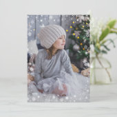 Modern White Snowflake Foto Frohe Weihnachten (Stehend Vorderseite)