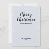 Modern White Snowflake Foto Frohe Weihnachten (Rückseite)