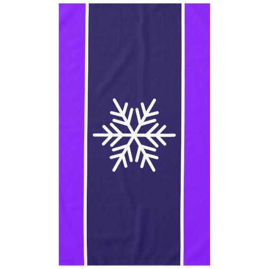 Modern White Snowflake Navy Lila Streifen Tischdecke (Vorderseite)