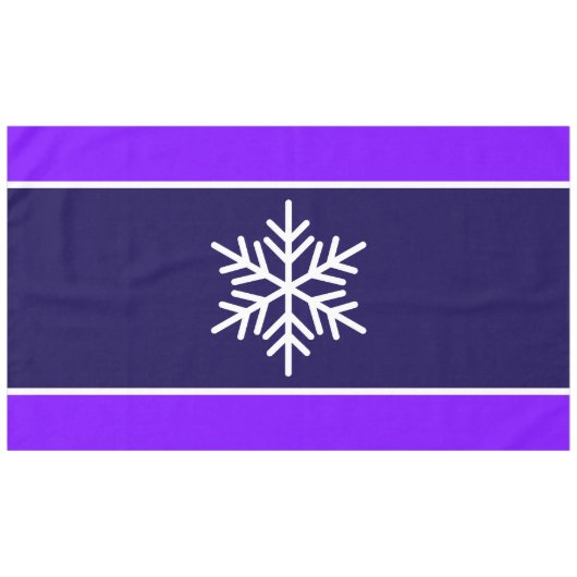 Modern White Snowflake Navy Lila Streifen Tischdecke (Vorderseite (Horizontal))