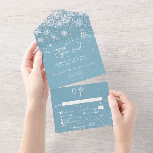 Modern White Snowflakes All In One Einladung (Abreißen)