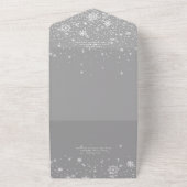 Modern White Sparkle Snowflakes Hochzeitsessen All In One Einladung (Außenbereich)