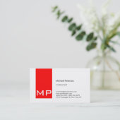 Modern White Strip Monogram Business Card Visitenkarte (Stehend Vorderseite)