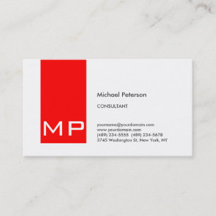 Modern White Strip Monogram Business Card Visitenkarte
