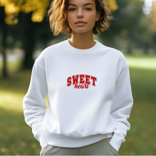 Modern White Sweet Heart Print Woman Sweatshirt