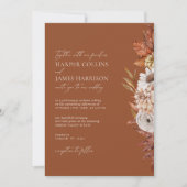 Modern White Terracotta Blume Boho Hochzeit im Her Einladung (Vorderseite)