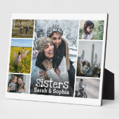 Modern White Text Overlay Sisters Foto Collage Fotoplatte (Seite)