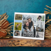 Modern White Text Overlay Sisters Foto Collage Fotoplatte (Seite)