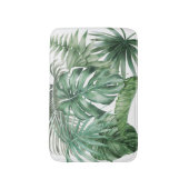 Modern White Tropical Monstera Blätter Muster Badematte (Vorderseite Vertikal)