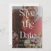 Modern White Typografy Foto Vellum Overlay Style Save The Date (Vorderseite)