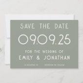 Modern White Typografy Sage Green Wedding Save The Date (Vorderseite)