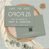Modern White Typografy Sage Green Wedding Save The Date