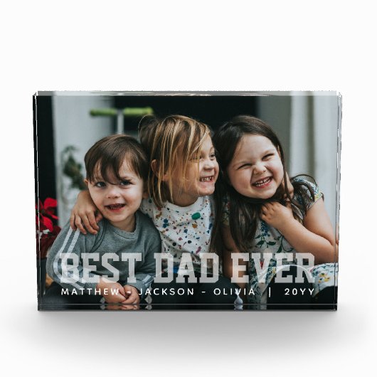 Modern White Typography Personalized Best Dad Ever Fotoblock (Vorderseite)