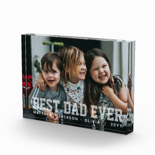 Modern White Typography Personalized Best Dad Ever Fotoblock (Rechts)