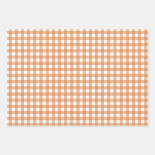 Modern White und Orange Gingham Kariert Geschenkpapier Set (Vorderseite 2)