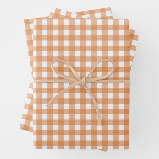 Modern White und Orange Gingham Kariert Geschenkpapier Set (Beispiel)