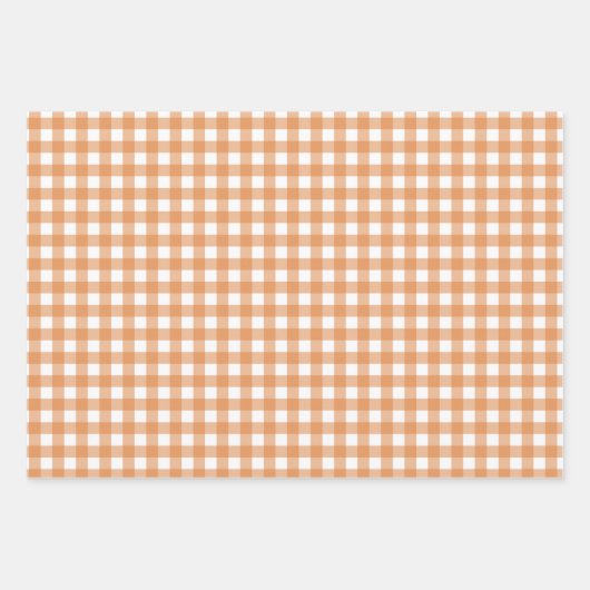 Modern White und Orange Gingham Kariert Geschenkpapier Set (Vorderseite)