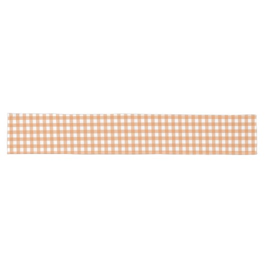 Modern White und Orange Gingham Kariert Großer Tischläufer (Horizontal)