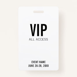 Modern White VIP All Access QR Code Event  Ausweis