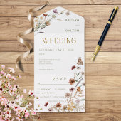 Modern White Wildblume Bouquet Dinner All In One Einladung