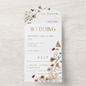 Modern White Wildblume Bouquet Dinner All In One Einladung (Innen Boden)