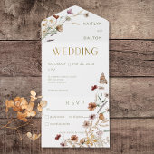 Modern White Wildblume Bouquet Kein Abendessen All In One Einladung