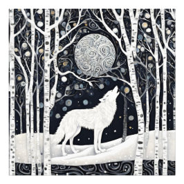 Modern White Winter Wolve Fotodruck