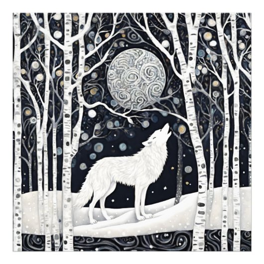 Modern White Winter Wolve Fotodruck (Vorne)