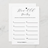 Modern wie alt waren sie Brautparty Game Card Einladung (Vorne/Hinten)