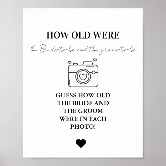 Modern Wie alt waren sie Brautparty Game-Zeichen Poster (Vorne)