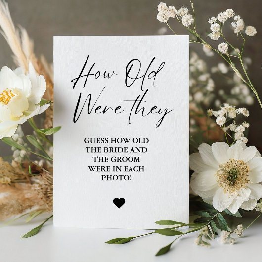 Modern Wie alt waren sie Brautparty Game-Zeichen Sockelschild