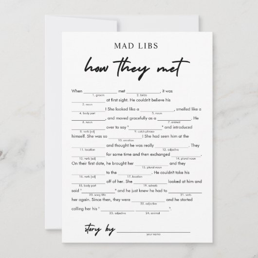 Modern wie sie Bridal Libs Game treffen Einladung (Vorderseite)