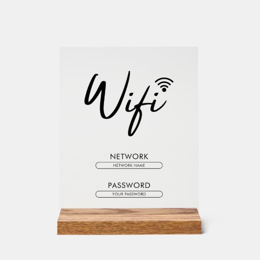Modern Wifi Password Network Acrylschild (Vorderseite)